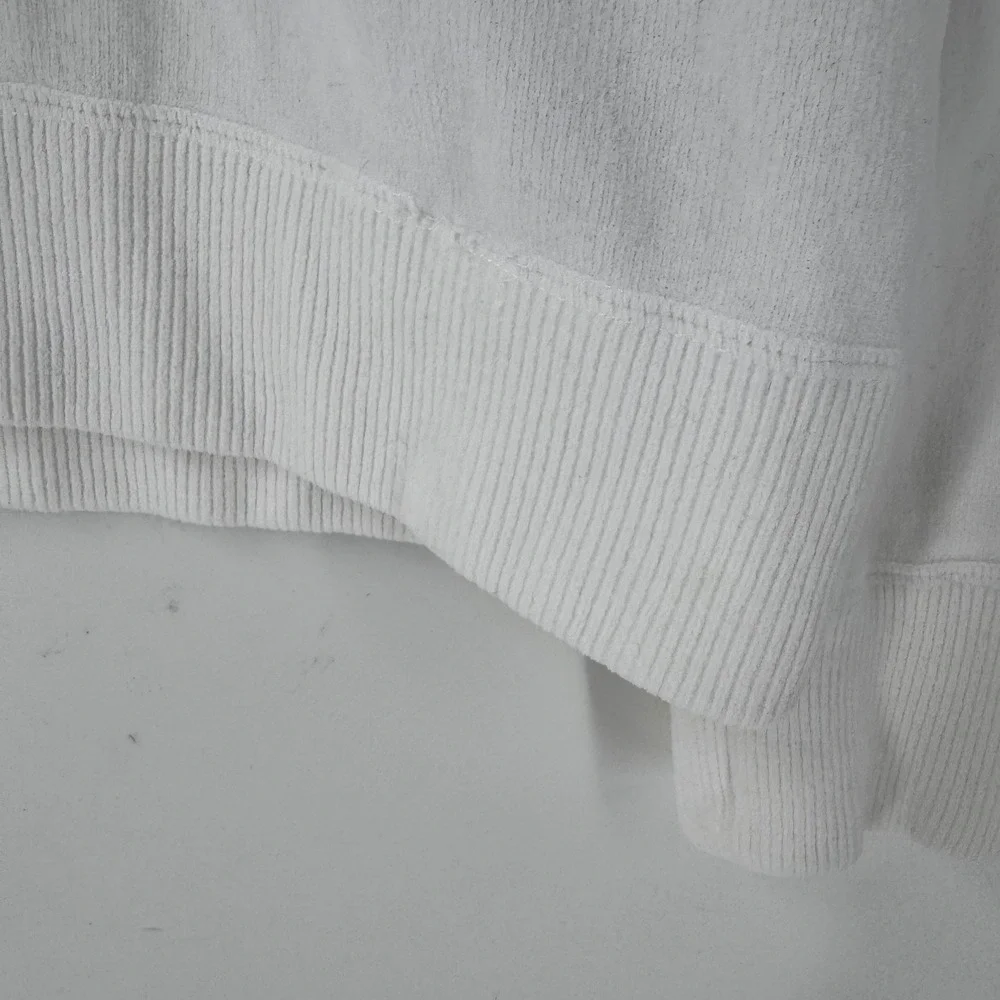 Brooks Brothers Mens White Cotton Crewneck Sweater V-Stitch Ribbed Trim Large